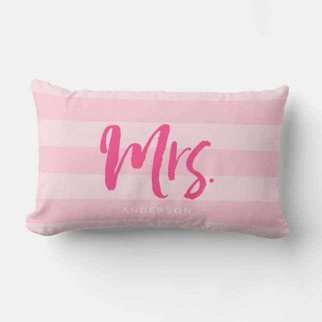 Personalisieren Sie mit Name Frau Preppy Pink Stri Lendenkissen (Vorderseite)