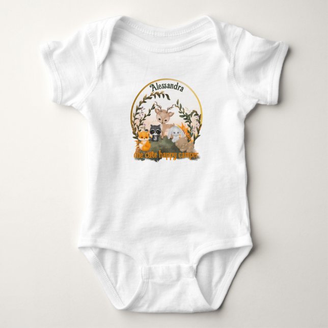 Personalisieren Sie mit Namen ein niedlicher Happy Baby Strampler (Vorderseite)