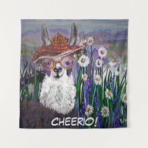 Personalisieren Sie Momma Llama auf einem Gebiet d Wandteppich