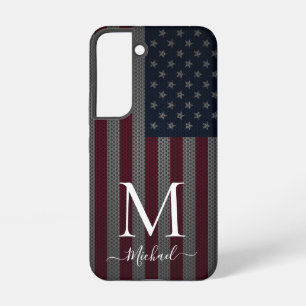 Personalisieren Sie Monogram American Flag Metalli Samsung Galaxy Hülle