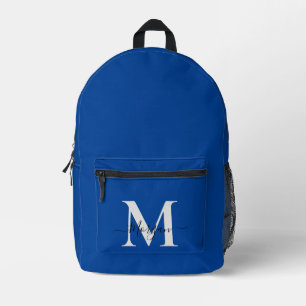 Personalisieren Sie Monogramm Anfangsname Deep Blu Bedruckter Rucksack