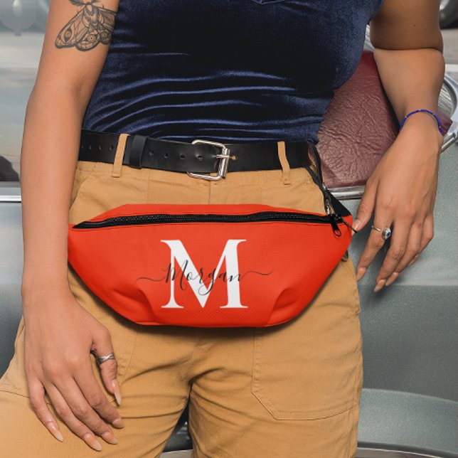 Personalisieren Sie Monogramm Initialname Orange Bauchtasche (Personalize Monogram Initial Name Orange Fanny Pack)