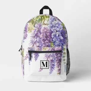 Personalisieren Sie Monogramm lila Aquarellweister Bedruckter Rucksack