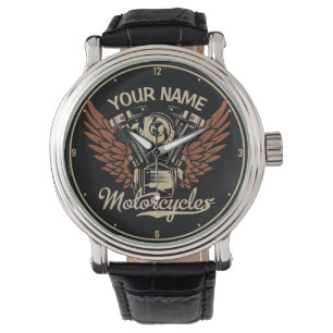 Personalisieren Sie Motorradfahrer Garage Armbanduhr