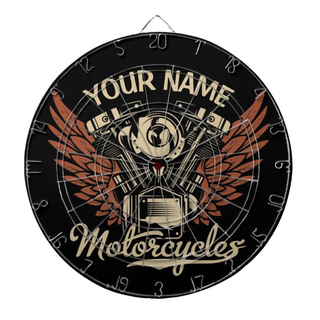  Personalisieren Sie Motorradfahrer Garage  Dartscheibe (vorne)