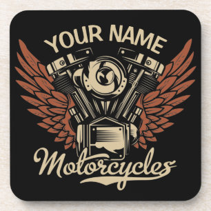 Personalisieren Sie Motorradfahrer Garage Getränkeuntersetzer