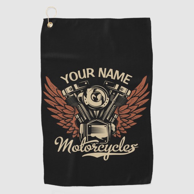 Personalisieren Sie Motorradfahrer Garage Golfhandtuch (Vorderseite)