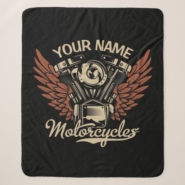 Personalisieren Sie Motorradfahrer Garage Sherpadecke (Vorderseite)