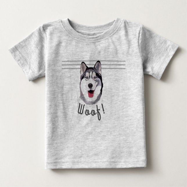 Personalisieren Sie Nachricht Siberian Husky Baby T-shirt (Vorderseite)