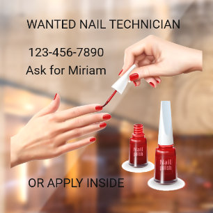 Personalisieren Sie Nail Salon Techniker Gewollt S Fensteraufkleber