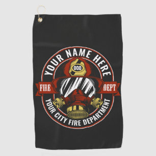 Personalisieren Sie NAME Feuerwehrhelm-Maske Feuer Golfhandtuch