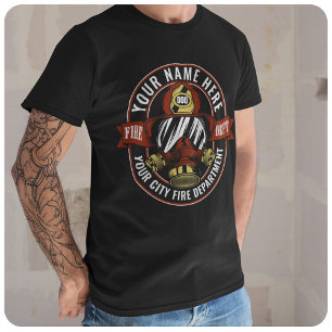 Personalisieren Sie NAME Feuerwehrhelm Maske Feuer T-Shirt
