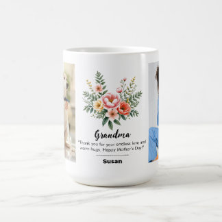 Personalisieren Sie Name Floral Blume Granma Gift Kaffeetasse