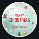 Personalisieren Sie "Name" Mery Christmas Runder Aufkleber<br><div class="desc">Mit unserem fröhlichen, klassischen Round-Sticker für Weihnachten können Sie Ihre Weihnachten individuell gestalten. Dieser hochwertige Vinyl-Aufkleber wurde entwickelt, um eine Vielzahl von Oberflächen, darunter Fenster, Laptops, Notebooks und Wasserflaschen, zu erhalten. Die lebhaften Farben und die individuelle Botschaft schaffen eine personalisierte und festliche Atmosphäre.</div>