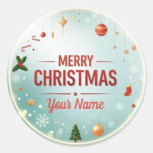 Personalisieren Sie "Name" Mery Christmas Runder Aufkleber