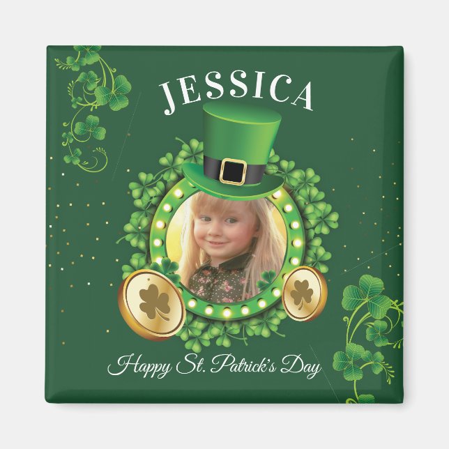 Personalisieren Sie Name und Foto St. Patrick's Da Magnet (Vorne)