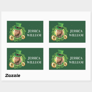 Personalisieren Sie Name und Foto St. Patrick's Da Rechteckiger Aufkleber
