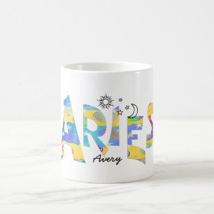 Personalisieren Sie Namens-Spaß-ARIES Geburtstag  Kaffeetasse