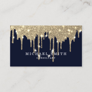 Personalisieren Sie Navy Blue Gold Tropfen Moderne Visitenkarte