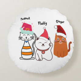 Personalisieren Sie Niedlich Kitty Cat Family Weih Rundes Kissen