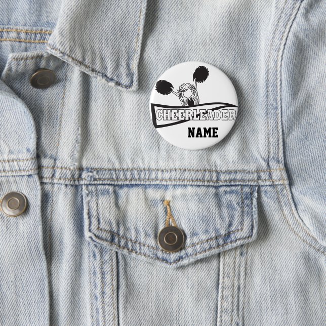 Personalisieren Sie Niedliche Black Cheerleader Gi Button (Beispiel)