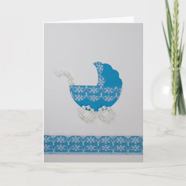 Personalisieren Sie Niedliche blaue Babywalze Karte (Vorderseite)
