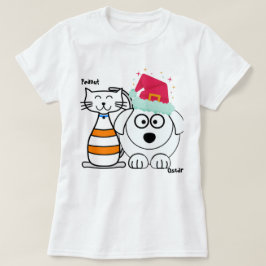 Personalisieren Sie Niedliche Cat & Dog Frohe Weih T-Shirt