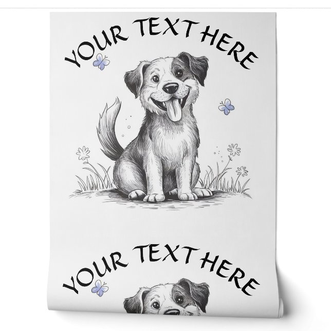 Personalisieren Sie Niedliche Hunde und blaue Schm Tapete (Abrollen)