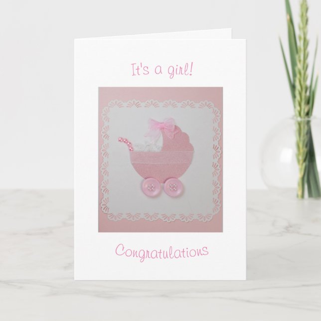 Personalisieren Sie Niedliche rosa Babywickler Karte (Vorderseite)