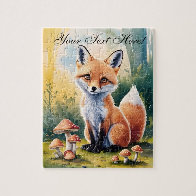 Personalisieren Sie Niedlichen Fox im Pilzwald (Vertikal)