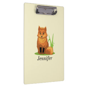 Personalisieren Sie Niedlichen kleinen Fuchs zurüc Klemmbrett