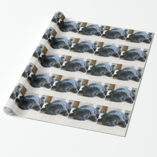 Personalisieren Sie niedlichen schwarzen Mops Welp Geschenkpapier