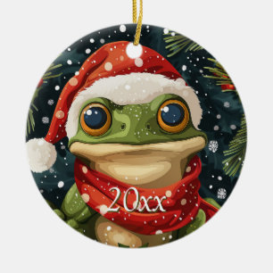 Personalisieren Sie Niedlichen Weihnachtsfrosch in Keramik Ornament