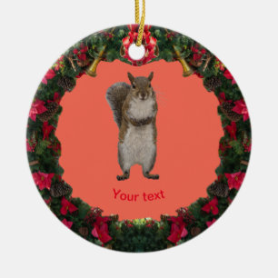 Personalisieren Sie niedliches Eichhörnchen im Wei Keramik Ornament