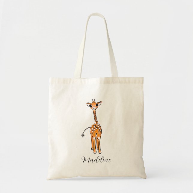 Personalisieren Sie Niedliches Giraffe zeichnend S Tragetasche (Vorne)