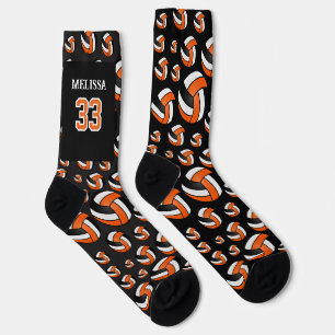 Personalisieren Sie Orange, Schwarz und Weiß Volle Socken