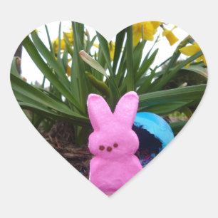 Personalisieren Sie Ostern Bunny Peace Liebe Kunst Herz-Aufkleber
