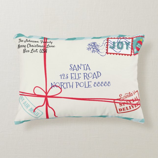 Personalisieren Sie Parcel Santa Letter Weihnachte Dekokissen (Vorderseite)