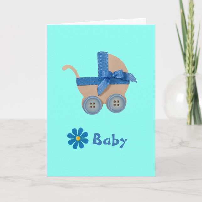Personalisieren Sie Pfirsich und die blaue Baby-Ku Karte (Vorderseite)