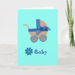 Personalisieren Sie Pfirsich und die blaue Baby-Ku Karte