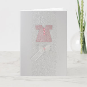 Personalisieren Sie Pink Baby Mädchen Kleid Taufen Karte