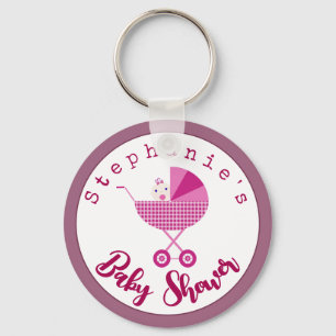 Personalisieren Sie Pink Carriage Baby Dusche Gefa Schlüsselanhänger