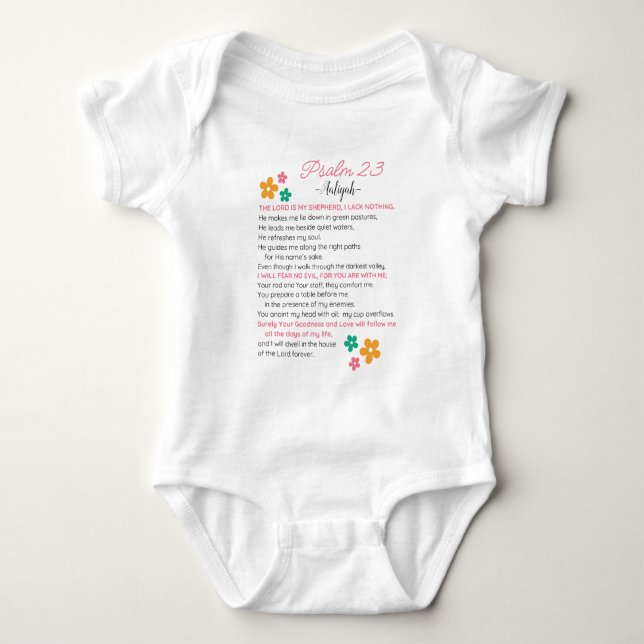 Personalisieren Sie Psalm 23-NIV Bibelbibliotheken Baby Strampler (Vorderseite)