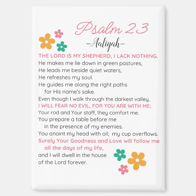 Personalisieren Sie Psalm 23-NIV Bibelbibliotheken Magnet (Vorderseite)