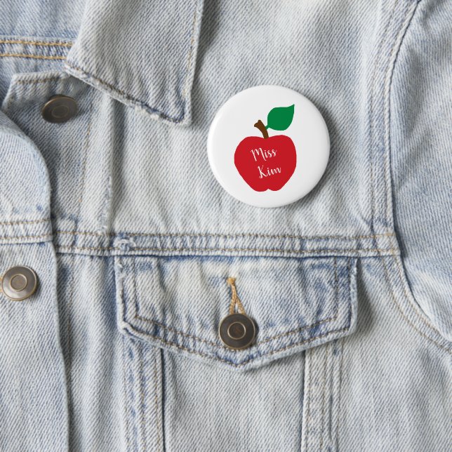 Personalisieren Sie Red Apple Teacher Gift Button (Beispiel)