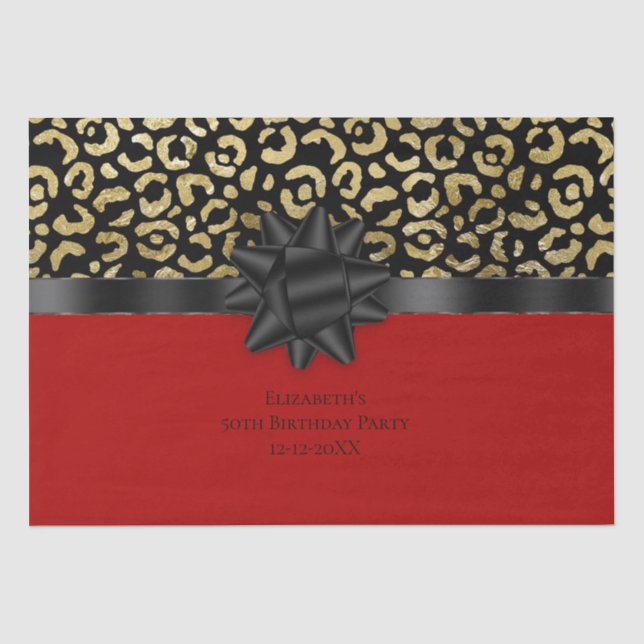 Personalisieren Sie Red Black Gold Leopard Print G Seidenpapier (Vorderseite)