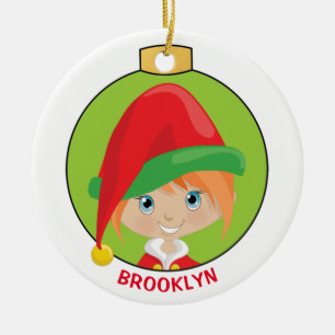 Personalisieren Sie Red Hair Girl Elf Keramik Ornament