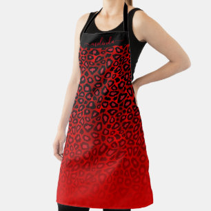 Personalisieren Sie Red Leopard Ombre Animal Print Schürze