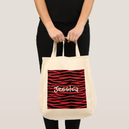 Personalisieren Sie Red Zebra Wild Animal Stripes  Tragetasche