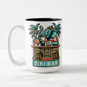 Personalisieren Sie Retro Elephant Tiki Bar Zweifarbige Tasse